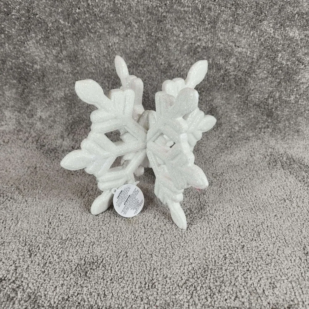 Bath‎ & Body Works Candle Holder White Glitter Snowflake Holiday Decor OS